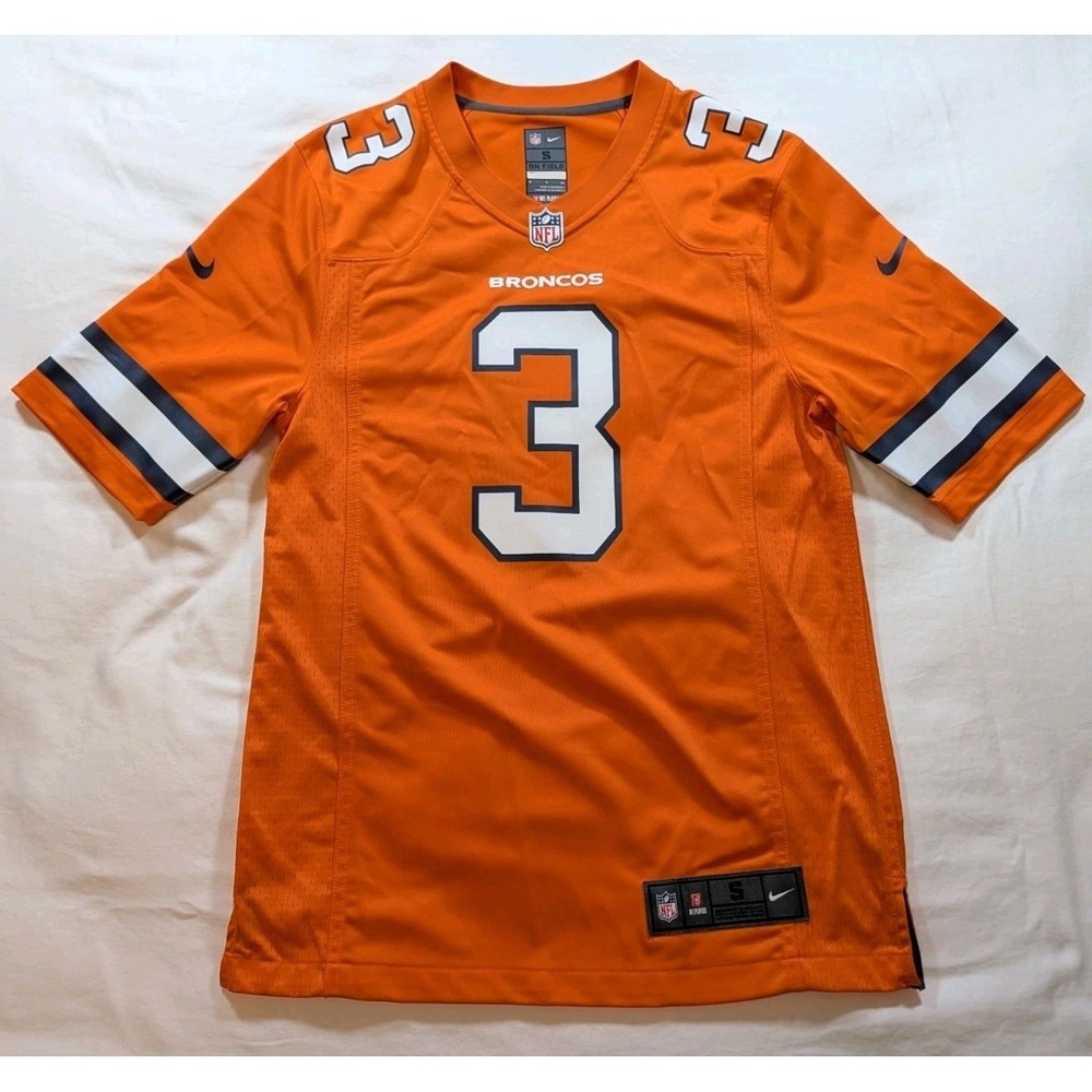 Nike Russell Wilson Denver Broncos NFL Game Jersey‎ Orange Men's Small EUC
